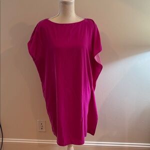 Anna Cate hot pink Velvet Shift Dress with Asymmetrical Sides Midi Cocktail S